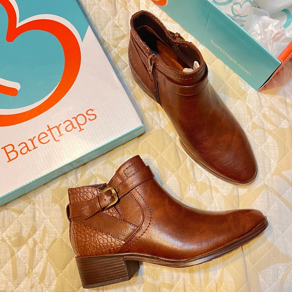 NEW Barestraps Maci Ankle Boots size 8 womens brush brown zip round toe …